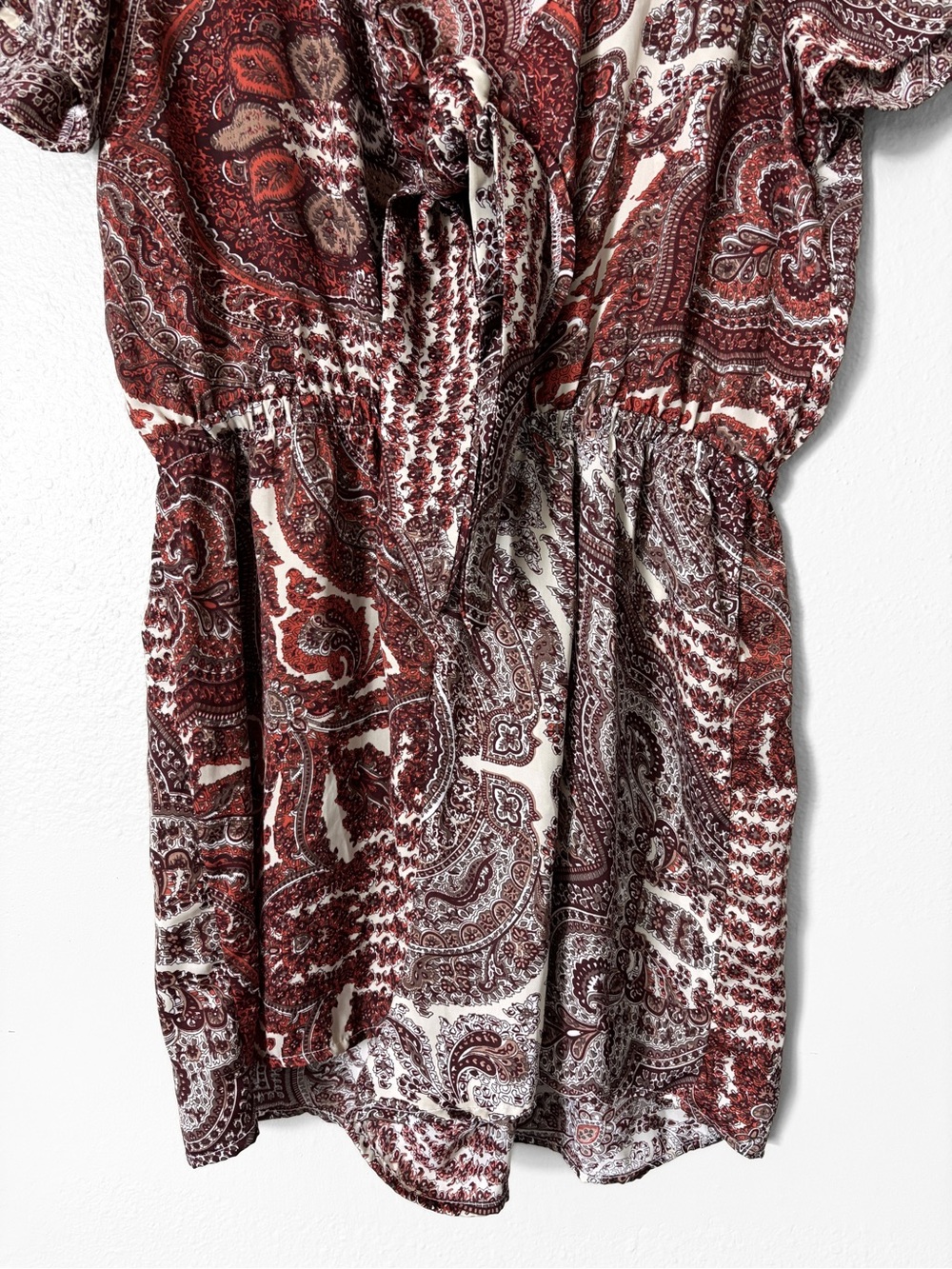 Nasty Gal Burgundy Paisley Tie Front Romper Western Boho Festival Womens Size 10 - Picture 4 of 16